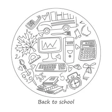 Round background back to school Stock Illustration