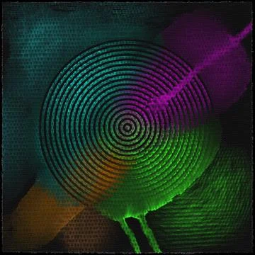 Round background. Drawn rings abstract watercolor background. Color summer sp Illustrazione stock