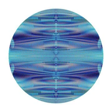 Round background with symmetrical linear texture in blue halftones. Stock Illustration