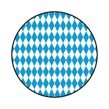 Round badge with Bavarian flag pattern in blue and white colors. Traditional Stock Illustration