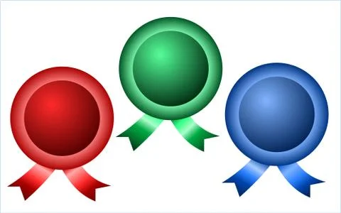 Round Badges with Ribbons Illustrazione stock