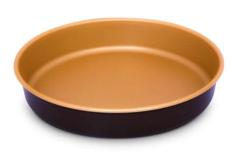 Round baking bakeware dish top side view isolated on white background Stock Photos