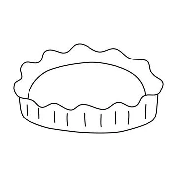 Round baking form for cake or pie, doodle style flat vector outline for coloring Stock Illustration