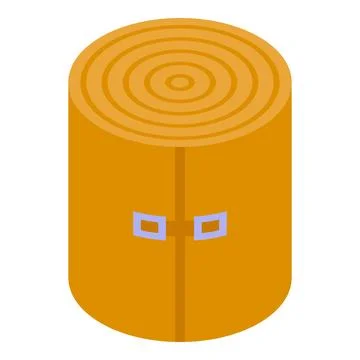 Round bale of hay secured with straps, isometric view 스톡 일러스트