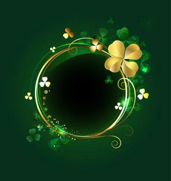 Round banner with clover Stock Illustration