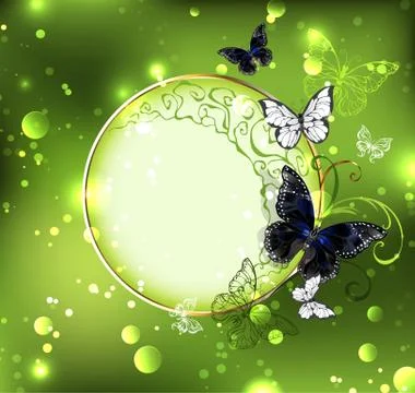 Round banner of green background Ilustración de archivo