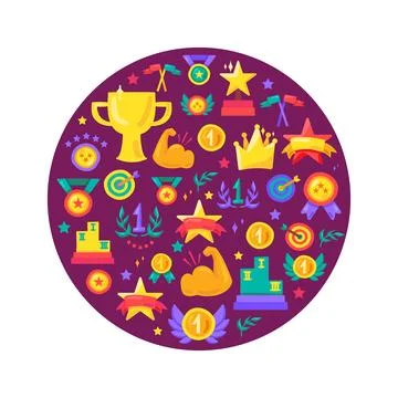 Round Banner with Sport Elements 스톡 일러스트