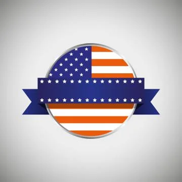 Round banner with US flag. Vector Illustration. Stock Illustration