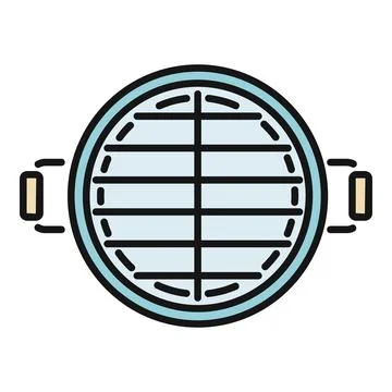 Round barbecue grill cooker vector icon design Stock Illustration