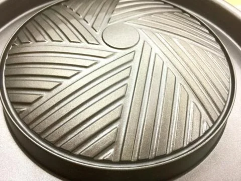 Round Barbecue Pan with Stripe Pattern Stock Photos