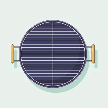 Round Barbeque Grill Vector Icon Illustration with Outline for Design Eleme.. Stock Illustration