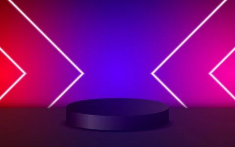 Round base with bright light. Realistic 3D style vector illustration. Stock Illustration
