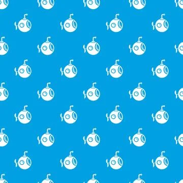 Round bathyscaphe pattern vector seamless blue Stock Illustration