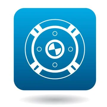 Round battle shield icon, simple style Illustration