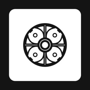 Round battle shield icon, simple style Illustration