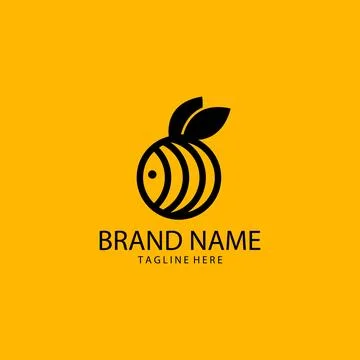 Round bee logo design vector Illustrazione stock