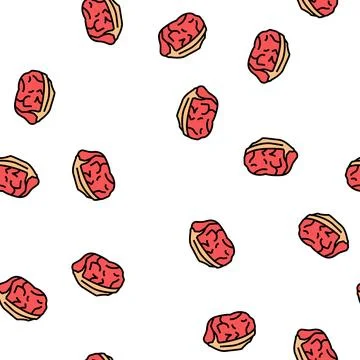 Round beef meat vector seamless pattern Stock Illustration