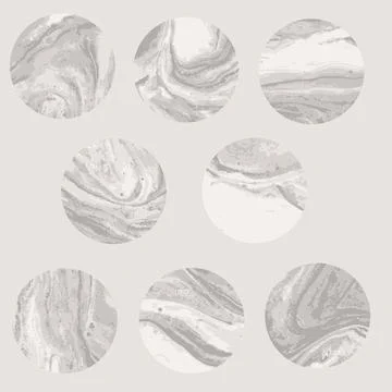 Round beige marble pattern texture set. Vector pale illustration. Illustrazione stock