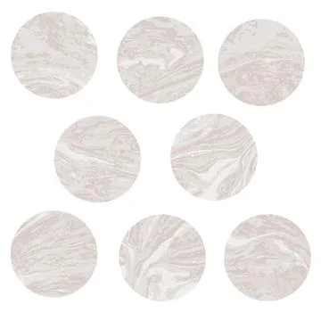 Round beige marble pattern texture set. Vector pale illustration. Illustrazione stock