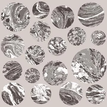 Round beige marble pattern texture set. Vector pale illustration. Stock Illustration