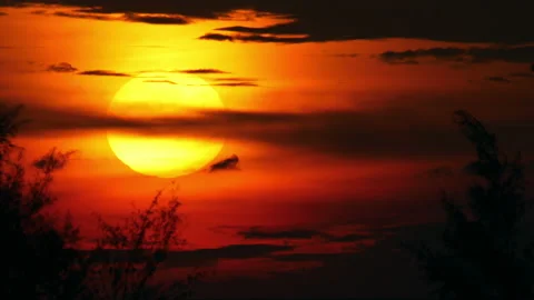 Round big sun and clouds Stock Footage 221863812