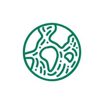 Round bio emblem in a circle linear style. Planet Earth logo. Vector abstract Stock Illustration