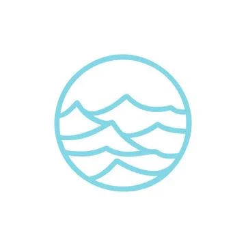 Round bio emblem in a circle linear style. blue water wave logo. Vector abstract Stock Illustration