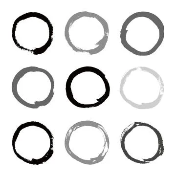 Round black and grey design elements set. Funny circle copy space Stock Illustration