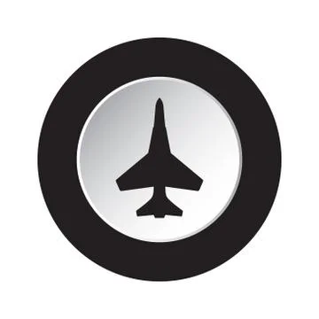 Round black and white button - fighter icon Stock Illustration