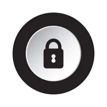 Round black and white button - closed padlock icon Stock Illustration