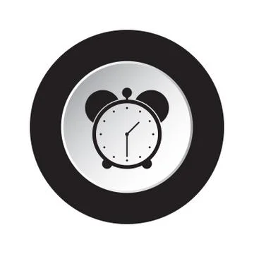 Round black and white button - alarm clock icon Stock Illustration