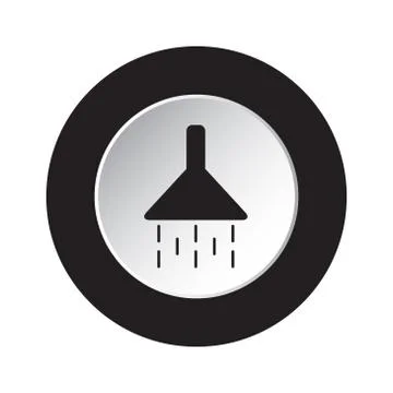 Round black and white button - shower icon Illustrazione stock