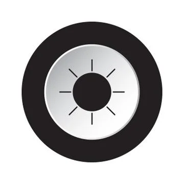 Round black and white button - sunny weather icon Stock Illustration