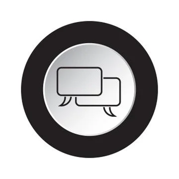 Round black and white button - speech bubbles icon Stock Illustration