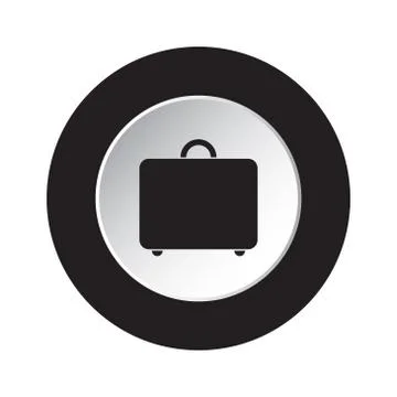Round black and white button - suitcase icon Stock Illustration
