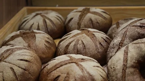 Round black bread Stock Footage 146574219
