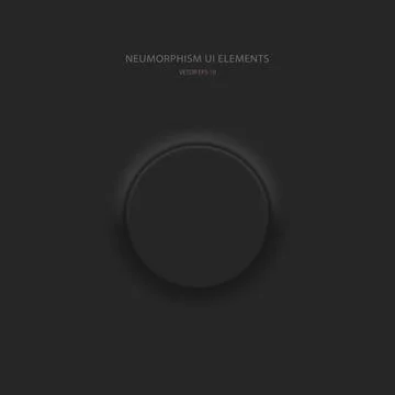 Round black button in Neumorphic style. User interface design elements. Stock Illustration