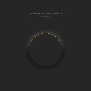 Round black button in Neumorphic style with orange backlight. User interface Illustrazione stock