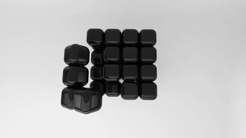 Round Black cubes forming Video stock 232051487