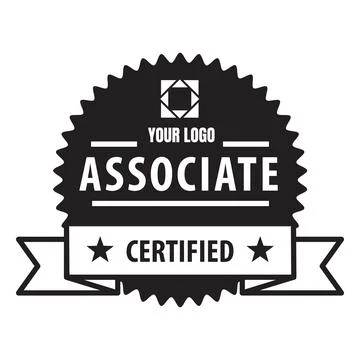 Round black curved frame with white ribbon with inscription, certified, place Stock Illustration