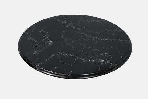 Round black marble table top slab isolated on white background Stock Photos
