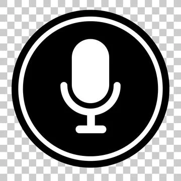 A round, black microphone icon. Vector. Illustrazione stock
