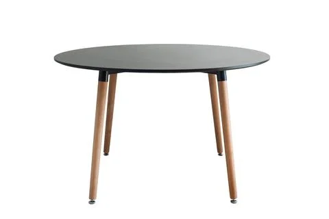 Round black table isolated on white background. Stock Photos