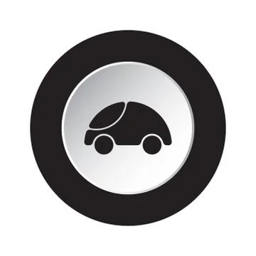 Round black, white button - cute rounded car icon Stock Illustration