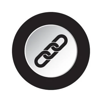Round black, white button icon - hanging chain Illustrazione stock