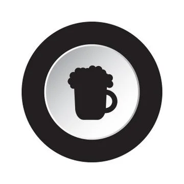 Round black, white button icon - beer with foam Stock Illustration