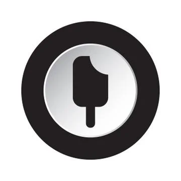Round black, white button icon - stick ice cream Stock Illustration