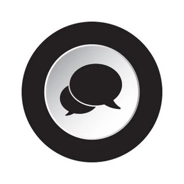 Round black, white button icon, two speech bubbles Stock Illustration