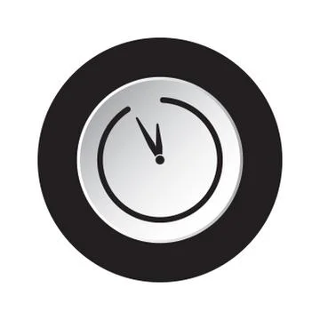 Round black, white button - last minute clock icon Stock Illustration