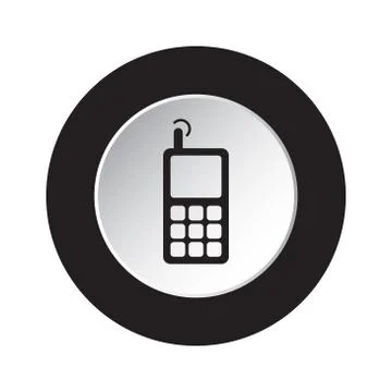Round black, white button - old mobile phone Stock Illustration
